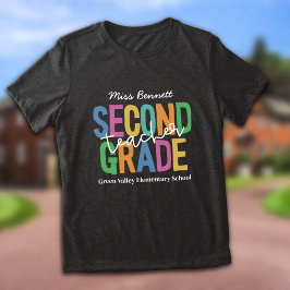 Camiseta Nome de Adicionar Professor Colorido do Segundo Gr