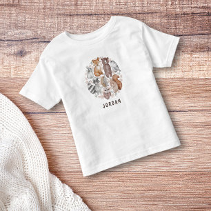 Camiseta Nome de Animais da Floresta em Aquarela Fofa