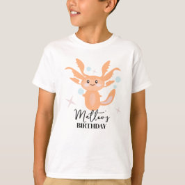 Camiseta Nome de aniversário da criatura do oceano Axolote 