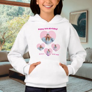 Camiseta Nome de aniversário idade foto colagem coração men