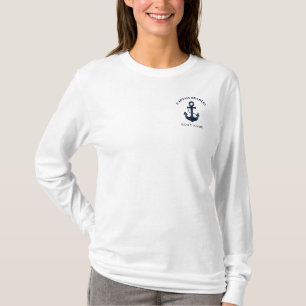Camiseta Nome de Barco Náutico Moderno e Texto de Capitão