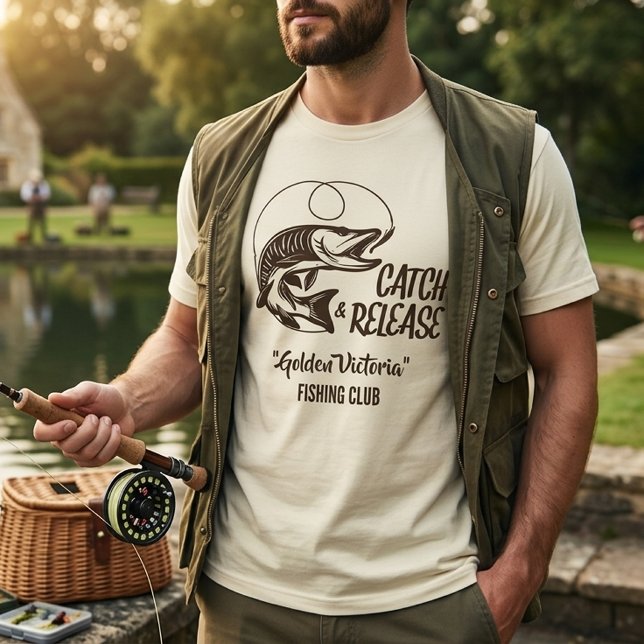 Camiseta Nome de Barco Personalizado Pesca com Lançamento d (Personalized Boat Name Catch & Release Fishing T-Shirt)