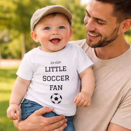 Camiseta Nome de Bebê Personalizado Pequeno Fã de Futebol
