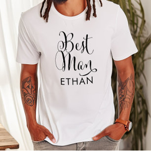 Camiseta Nome de Caligrafia do Padrinho de Casamento