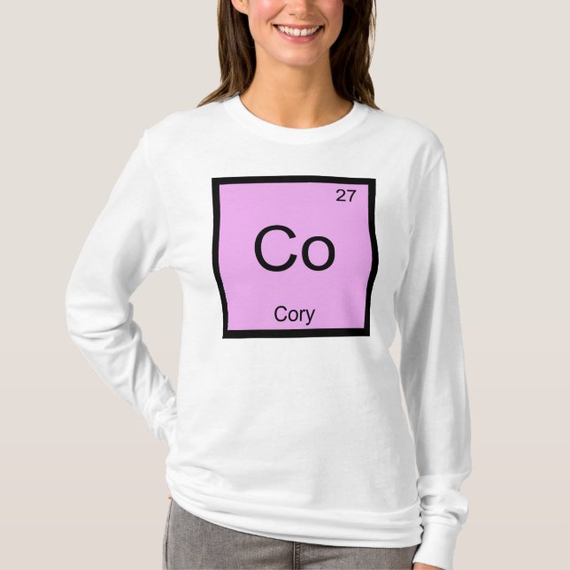 Camiseta Nome de Cory Elemento Químico Tabela Periódica (Frente)