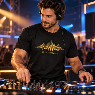 Camiseta Nome de DJ Equalizador de Ouro Personalizado