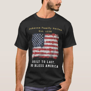 Camiseta Nome de Família Personalizado Bandeira Patriótica