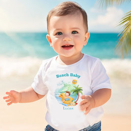 Camiseta Nome de férias de verão fofo praia bebê menino