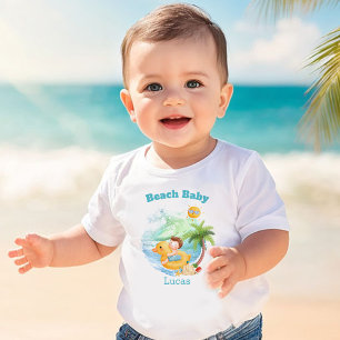 Camiseta Nome de férias de verão fofo praia bebê menino 