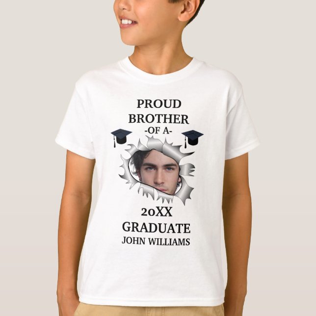 Camiseta Nome de foto de formatura de buraco personalizado  (Frente)