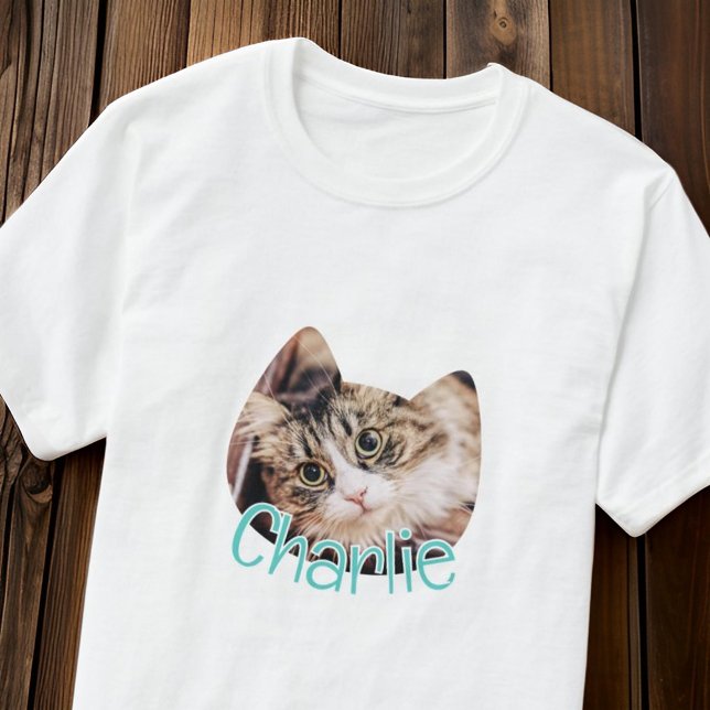Camiseta Nome de Foto de Pet Personalizado de Forma Simples (Criador carregado)