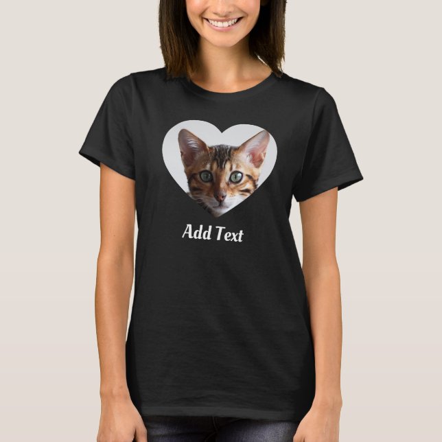 Camiseta Nome de Foto Personalizado Texto Pet Cat Mãe Perso (Frente)