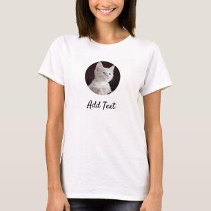 Camiseta Nome de Foto Personalizado Texto Pet Cat Mãe Perso