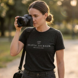 Camiseta Nome de Fotógrafo Personalizado Moderno Amor pel