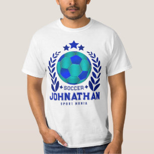 Camiseta Nome de Futebol Azul Design Presentes de Anivers