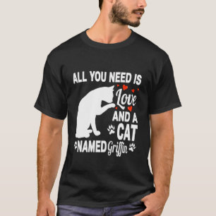Camiseta Nome de Gato Personalizado Griffin Gatinho Fofo Am