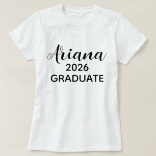 Camiseta Nome de Graduado 2026 Preto e Branco em Letra Mode