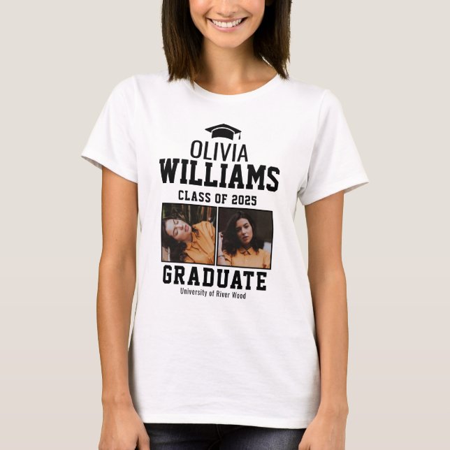 Camiseta Nome de Graduado da Turma de 2025 da Faculdade (Frente)