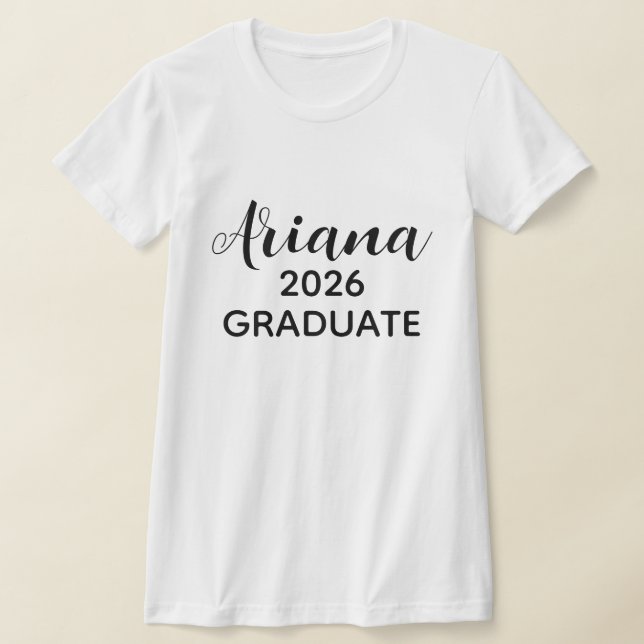 Camiseta Nome de Graduado em 2026 em Preto e Branco com Fon (Postura )