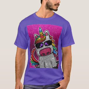Camiseta Nome de Jersey do Unicorn da Glitter Rosa Quente +