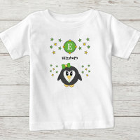 Nome de pinguim fofo estrelas amarelo verde