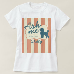 Camiseta Nome de Poodle Personalizado Silhueta Listras de T