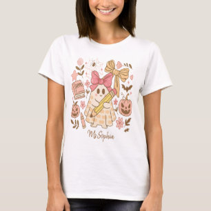 Camiseta Nome de Professor Personalizado Fantasma de Hallow