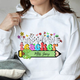 Camiseta Nome de Professora Flor Silvestre Personalizado, p