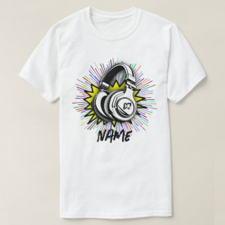 Camiseta Nome de registro de vinil de DJ retrô gráfico pers