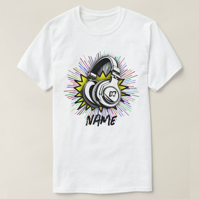 Camiseta Nome de registro de vinil de DJ retrô gráfico pers (Frente do Design)