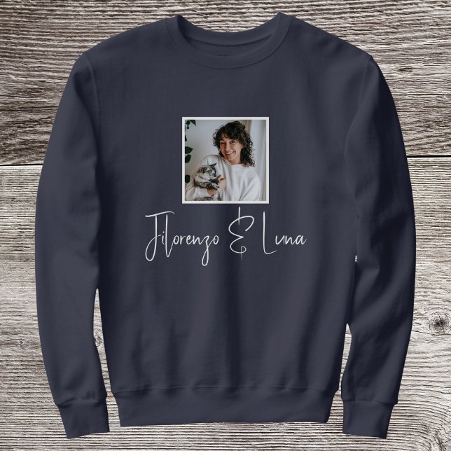 Camiseta Nome de Script de Foto Personalizada para Amantes  (Criador carregado)