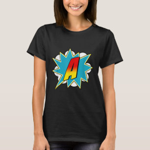 Camiseta Nome de super-herói da letra A Fantasia de letra r