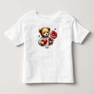 Camiseta Nome de Urso de Pelúcia Adorável no Dia dos Namora