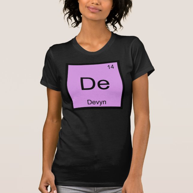 Camiseta Nome Devyn Elemento Químico Tabela Periódica (Frente)