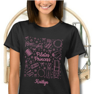 Camiseta Nome divertido da princesa de Pilates cor-de-rosa