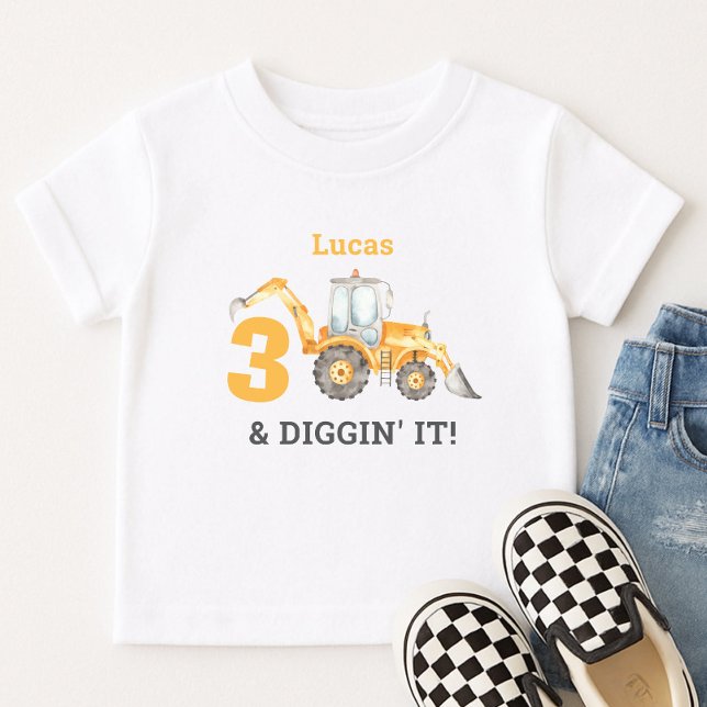Camiseta Nome do 3º Aniversário da Three & Diggin' It Const (Criador carregado)