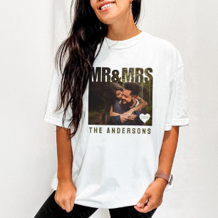 Camiseta Nome do Aniversário do Bloco de Coração do Sr. e S