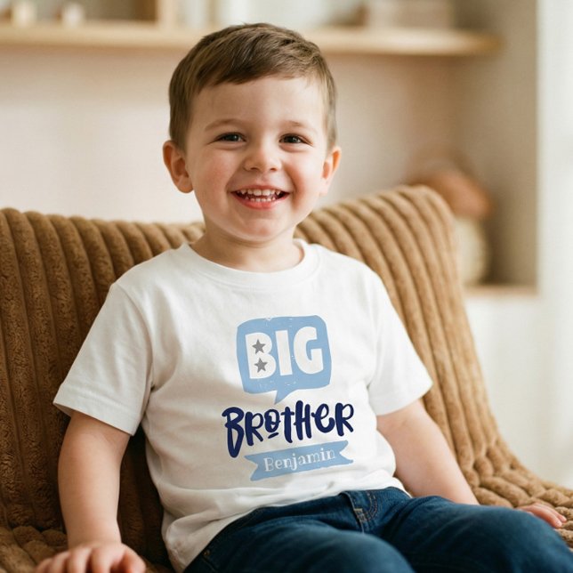 Camiseta Nome do Anúncio do Big Brother Baby e Monograma To (Big Brother Baby Announcement Name & Monogram Todd Toddler T-shirt)