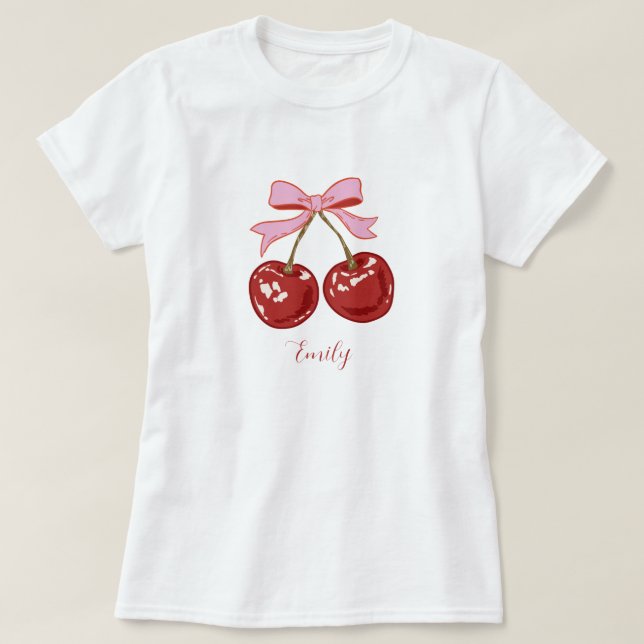 Camiseta Nome do Arco de Cherry Coquette Personalizado (Frente do Design)