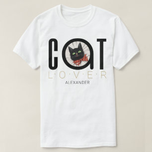 Camiseta Nome do Arco Vermelho Verde Preto do Gato Lover Pr