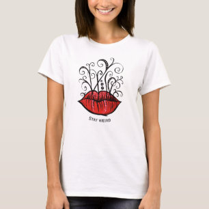 Camiseta Nome do Artista da Maquiagem de Lábios Vermelhos