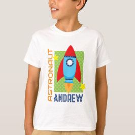 Camiseta Nome do Astronauta Branco Space Rocket Party Shirt