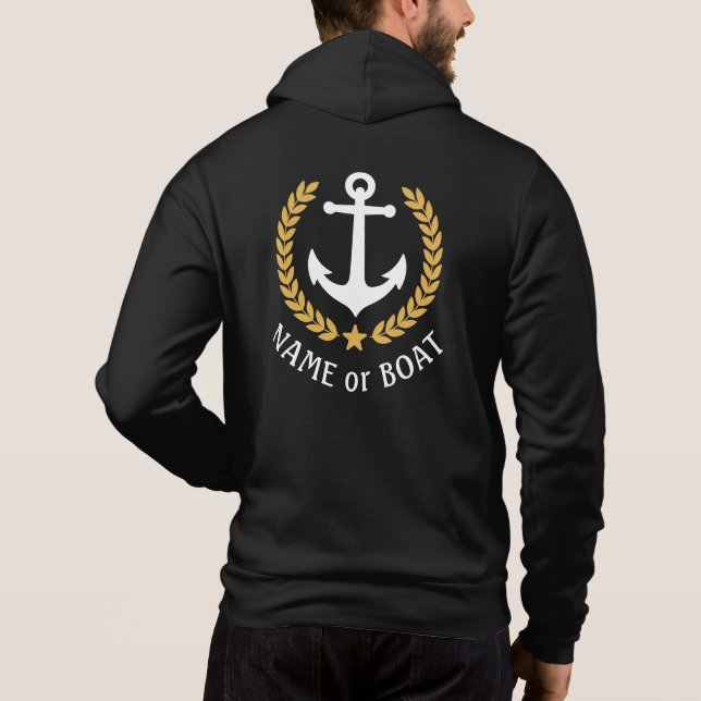 Camiseta Nome do Barco Ancorante Náutico Dourado Laurel Bla (Verso)