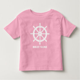 Camiseta Nome do barco ou Nome do navio Helm Wheel White