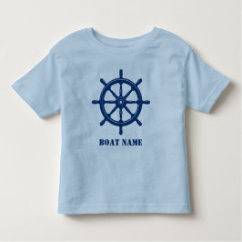 Camiseta Nome do Barco ou Seu Nome Navio Helm Wheel Marinho