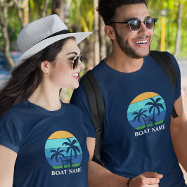 Camiseta Nome do barco Sun Palm Trees Blue