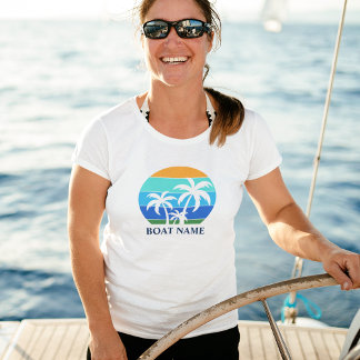 Camiseta Nome do Barco Sun Palm Trees White