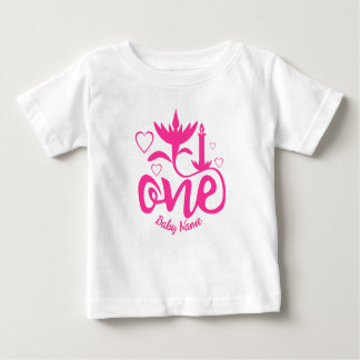 Camiseta Nome do bebê cor-de-rosa