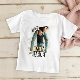 Camiseta Nome do Bebê Foto personalizada de bebê simples e 