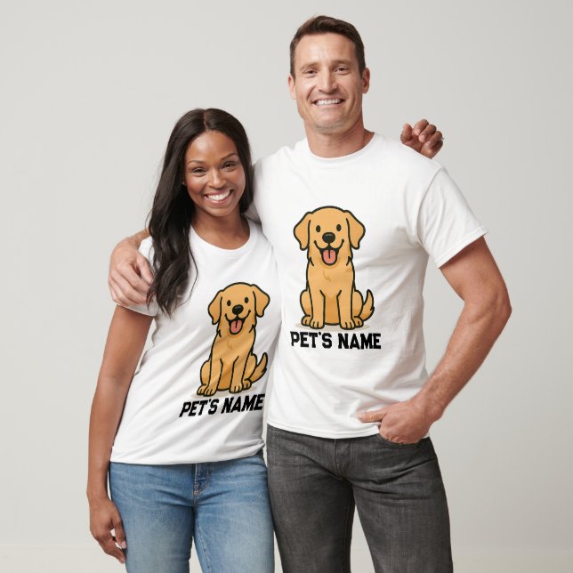 Camiseta Nome do Cachorro do Retriever de Ouro Personalizad (Unissex)